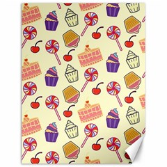 Food Illustration Cupcake Pattern Lollipop Canvas 12  X 16  by Amaryn4rt