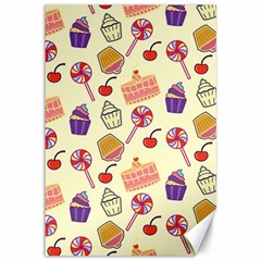 Food Illustration Cupcake Pattern Lollipop Canvas 12  X 18  by Amaryn4rt