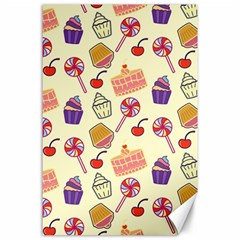 Food Illustration Cupcake Pattern Lollipop Canvas 24  X 36  by Amaryn4rt