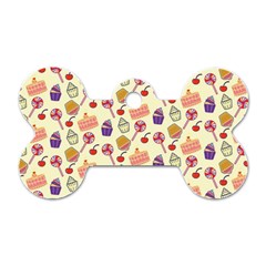 Food Illustration Cupcake Pattern Lollipop Dog Tag Bone (one Side) by Amaryn4rt