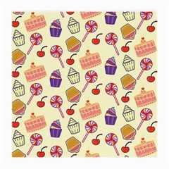 Food Illustration Cupcake Pattern Lollipop Medium Glasses Cloth (2 Sides) by Amaryn4rt