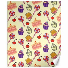 Food Illustration Cupcake Pattern Lollipop Canvas 11  X 14  by Amaryn4rt