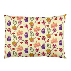 Food Illustration Cupcake Pattern Lollipop Pillow Case by Amaryn4rt