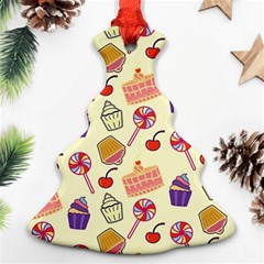 Food Illustration Cupcake Pattern Lollipop Christmas Tree Ornament (two Sides)