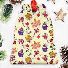 Food Illustration Cupcake Pattern Lollipop Bell Ornament (two Sides)