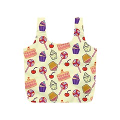 Food Illustration Cupcake Pattern Lollipop Full Print Recycle Bag (s) by Amaryn4rt