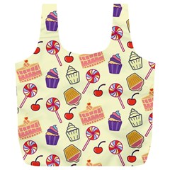 Food Illustration Cupcake Pattern Lollipop Full Print Recycle Bag (xl) by Amaryn4rt