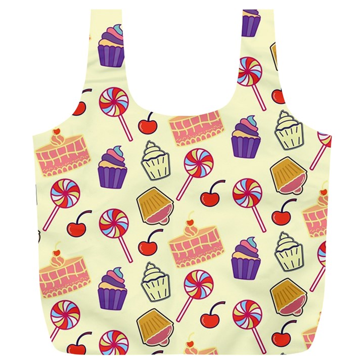 Food Illustration Cupcake Pattern Lollipop Full Print Recycle Bag (XL)