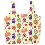 Food Illustration Cupcake Pattern Lollipop Full Print Recycle Bag (XL) Back