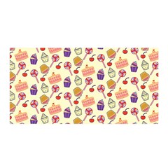 Food Illustration Cupcake Pattern Lollipop Satin Wrap 35  X 70  by Amaryn4rt