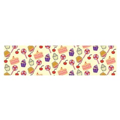 Food Illustration Cupcake Pattern Lollipop Oblong Satin Scarf (16  X 60 ) by Amaryn4rt