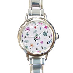 Template-flower Round Italian Charm Watch by nateshop