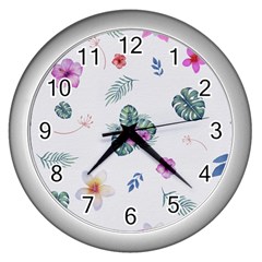 Template-flower Wall Clock (silver) by nateshop