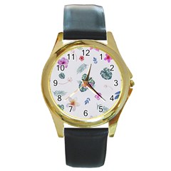 Template-flower Round Gold Metal Watch by nateshop