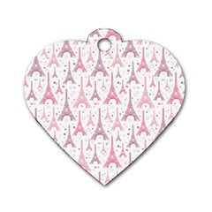 Eiffel Tower Pattern Wallpaper Dog Tag Heart (one Side) by Amaryn4rt