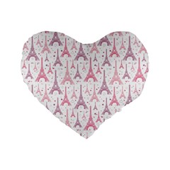 Eiffel Tower Pattern Wallpaper Standard 16  Premium Heart Shape Cushions by Amaryn4rt