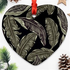 Jungle Sheets Tropical Pattern Heart Ornament (two Sides)