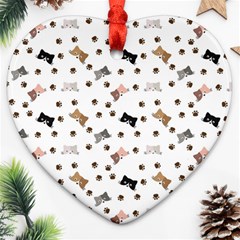 Illustration Cartoon Cat Paw Background Pattern Cute Heart Ornament (two Sides)