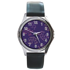 Background Abstract Pattern Design Round Metal Watch by Wegoenart