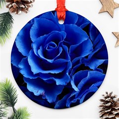 Blue Roses Flowers Plant Romance Ornament (round) by Wegoenart