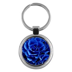 Blue Roses Flowers Plant Romance Key Chain (round) by Wegoenart