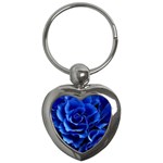 Blue Roses Flowers Plant Romance Key Chain (Heart) Front