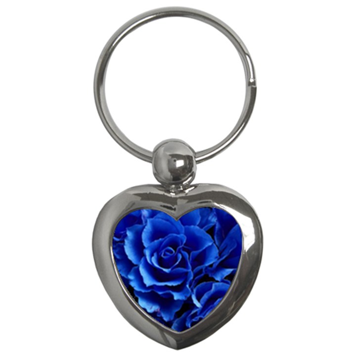 Blue Roses Flowers Plant Romance Key Chain (Heart)