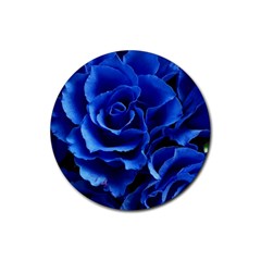 Blue Roses Flowers Plant Romance Rubber Coaster (round) by Wegoenart