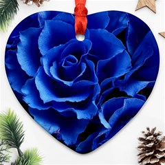 Blue Roses Flowers Plant Romance Heart Ornament (two Sides) by Wegoenart