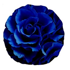 Blue Roses Flowers Plant Romance Large 18  Premium Round Cushions by Wegoenart