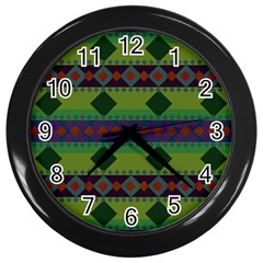 Background Pattern Texture Design Wall Clock (black) by Wegoenart