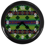 Background Pattern Texture Design Wall Clock (Black) Front