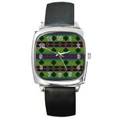 Background Pattern Texture Design Square Metal Watch