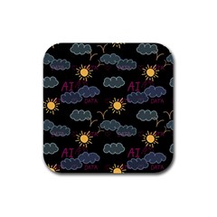 Illustration Cloud Computing Pattern Rubber Square Coaster (4 Pack) by Wegoenart