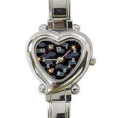 Illustration Cloud Computing Pattern Heart Italian Charm Watch by Wegoenart