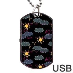 Illustration Cloud Computing Pattern Dog Tag Usb Flash (two Sides) by Wegoenart