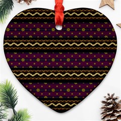 Background Flowers Abstract Pattern Heart Ornament (two Sides)