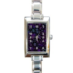 Retro Flower Pattern Design Batik Indonesia Rectangle Italian Charm Watch by Wegoenart