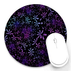 Retro Flower Pattern Design Batik Indonesia Round Mousepads by Wegoenart