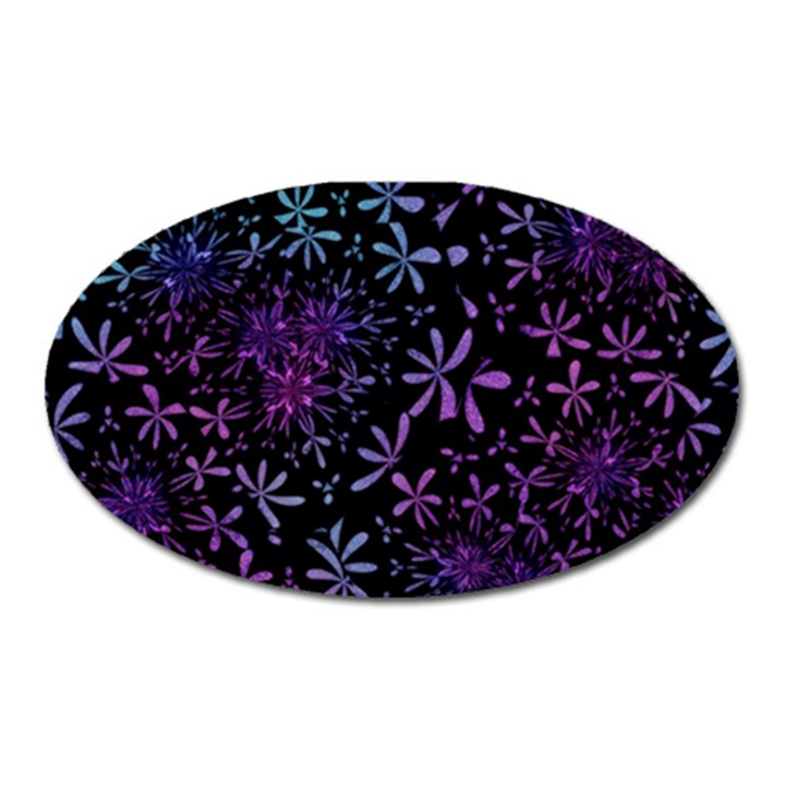 Retro Flower Pattern Design Batik Indonesia Oval Magnet