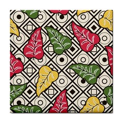 Vectoe Leaves Foliage Batik Seamless Pattern Tile Coaster by Wegoenart