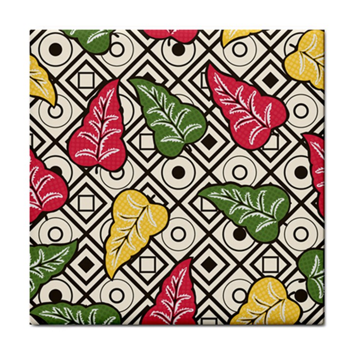 Vectoe Leaves Foliage Batik Seamless Pattern Tile Coaster