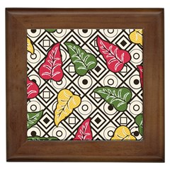 Vectoe Leaves Foliage Batik Seamless Pattern Framed Tile by Wegoenart