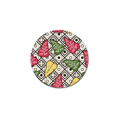 Vectoe Leaves Foliage Batik Seamless Pattern Golf Ball Marker (4 Pack) by Wegoenart