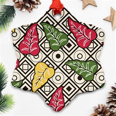 Vectoe Leaves Foliage Batik Seamless Pattern Snowflake Ornament (two Sides)