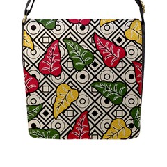 Vectoe Leaves Foliage Batik Seamless Pattern Flap Closure Messenger Bag (l) by Wegoenart