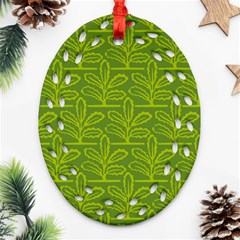 Oak Tree Nature Ongoing Pattern Oval Filigree Ornament (two Sides)