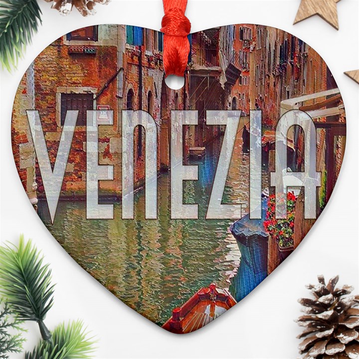 Venezia Boat Tour  Heart Ornament (Two Sides)