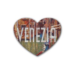 Venezia Boat Tour  Rubber Coaster (heart) by ConteMonfrey