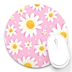 Sunflower Love Round Mousepads by designsbymallika